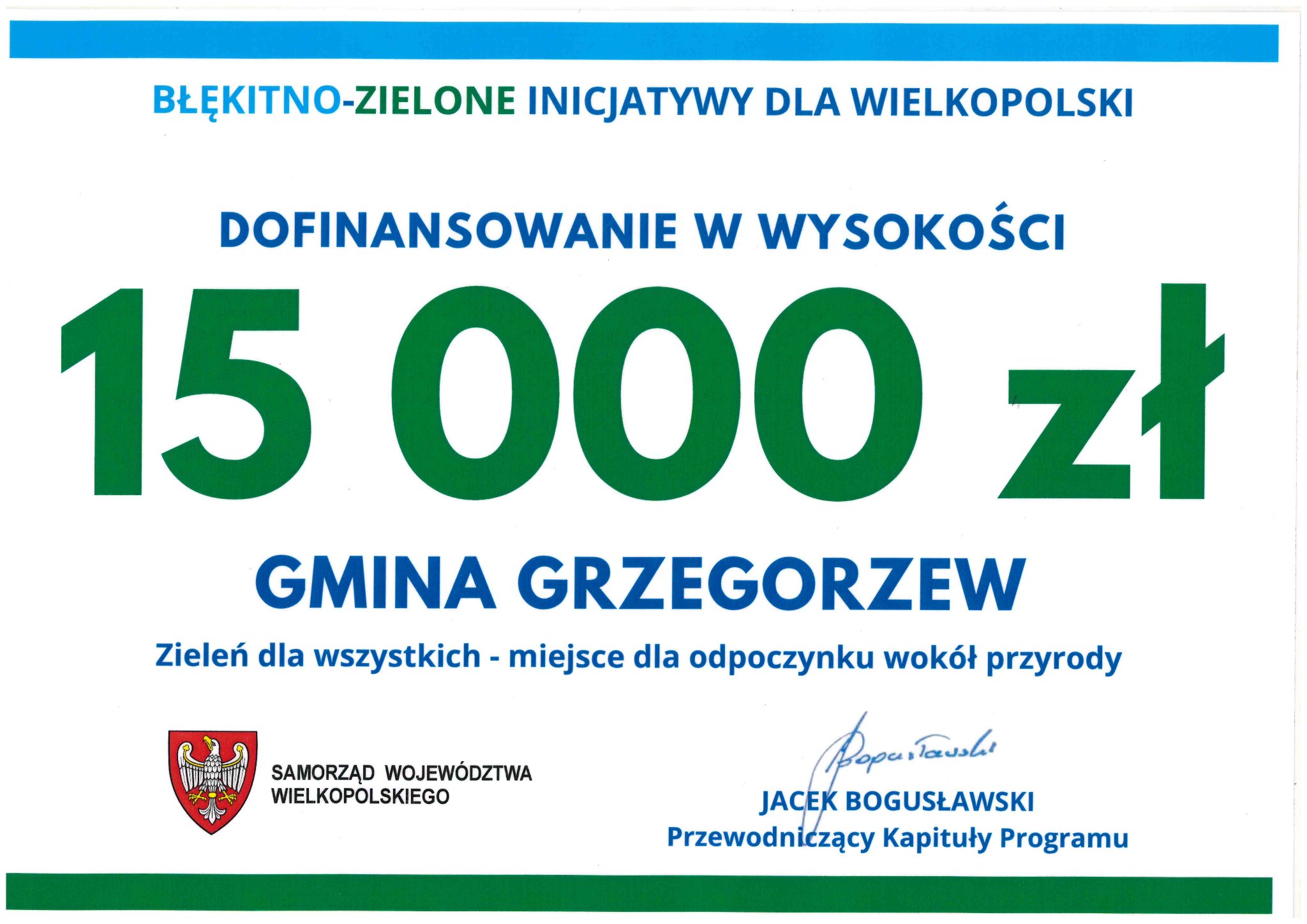 Dofinansowanie Błękitno-zielone inicjatywy dla Wielkopolski